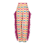 Malondie Summer Blocks Side Fringe Pants