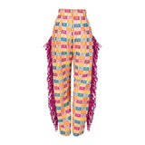 Malondie Summer Blocks Side Fringe Pants