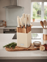 8pc Knife Block Set - Cream - Image 1
