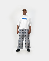 Blue Wide Crop Tee - White