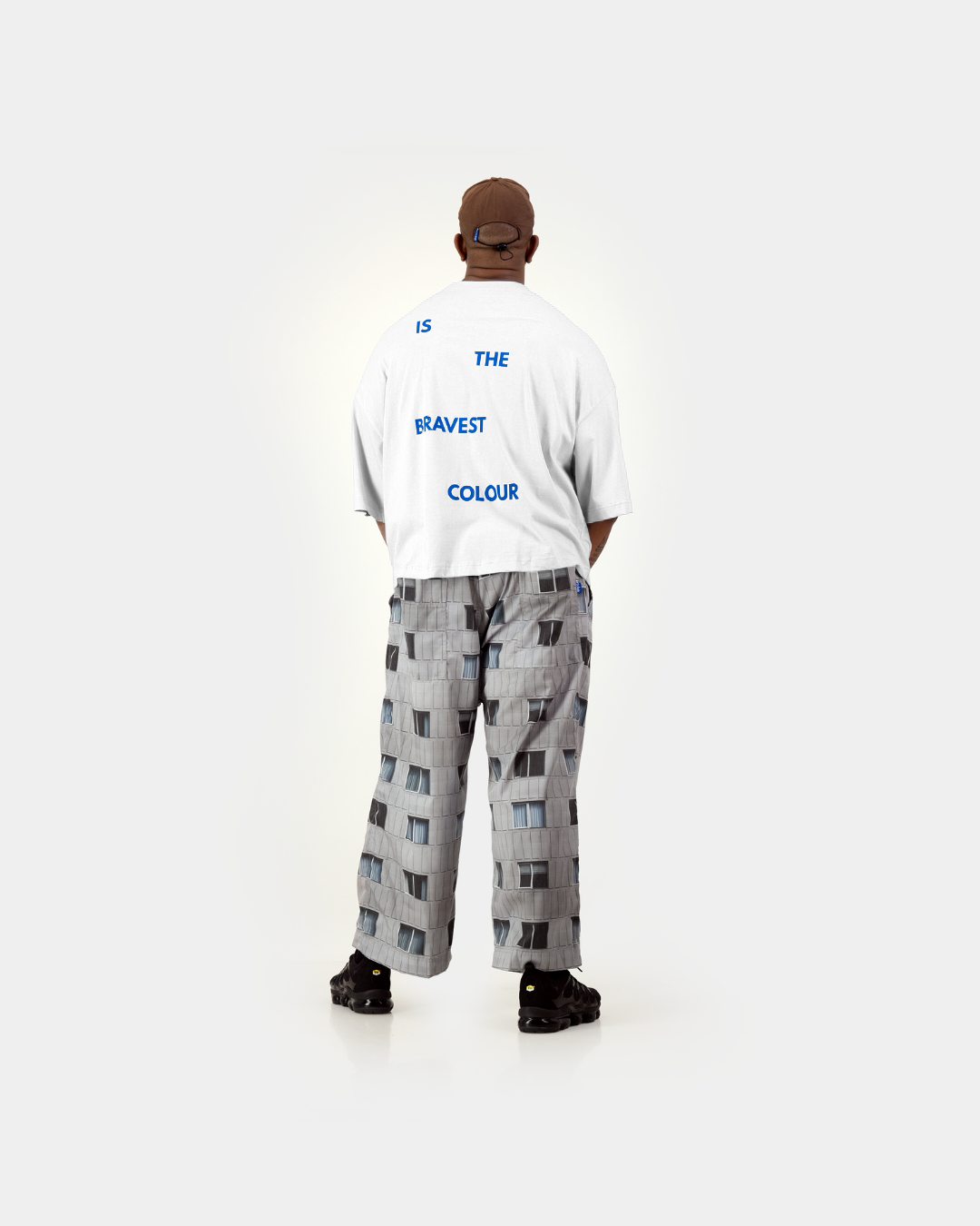 Blue Wide Crop Tee - White