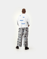 Blue Wide Crop Tee - White