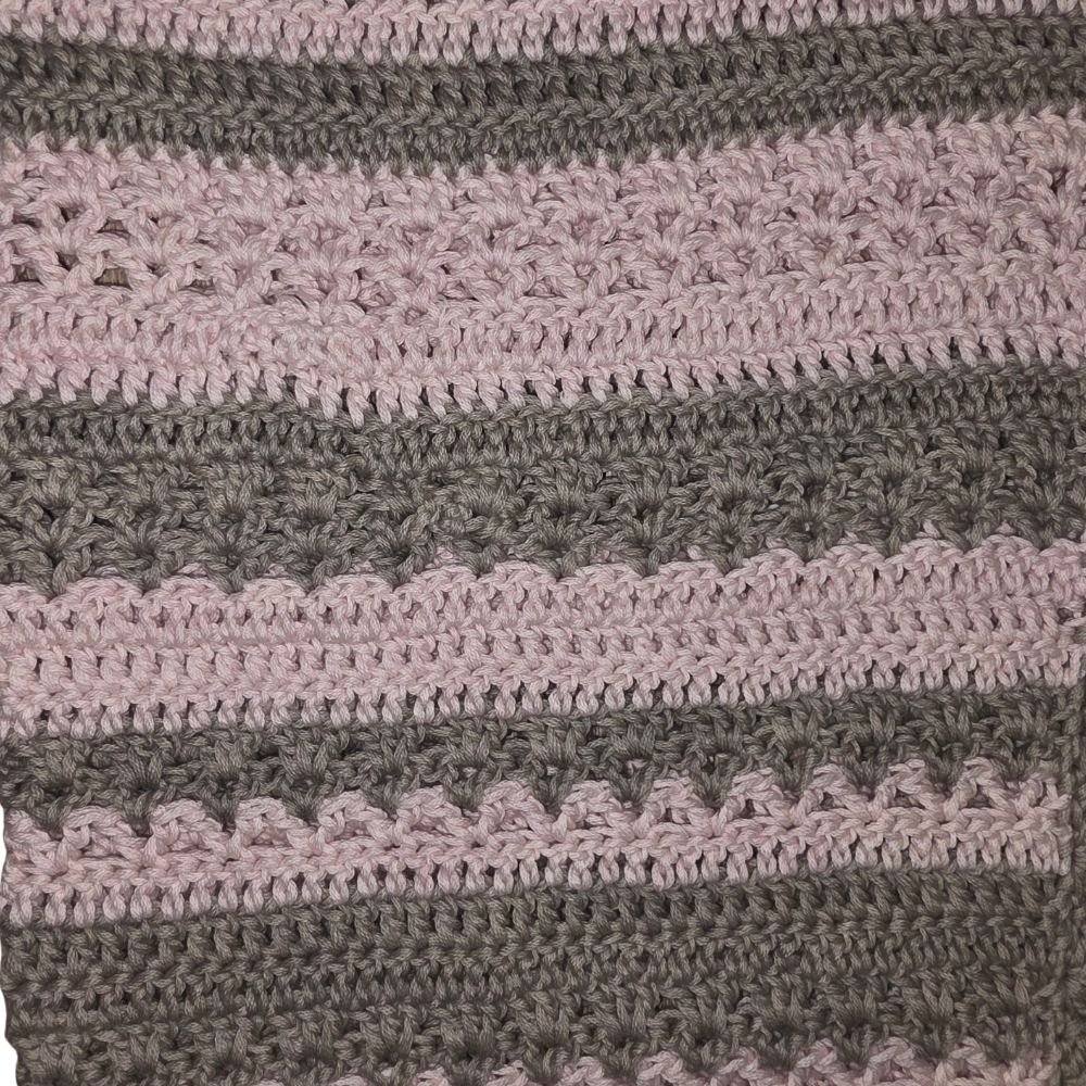 Grey and Pink Crocheted Blanket