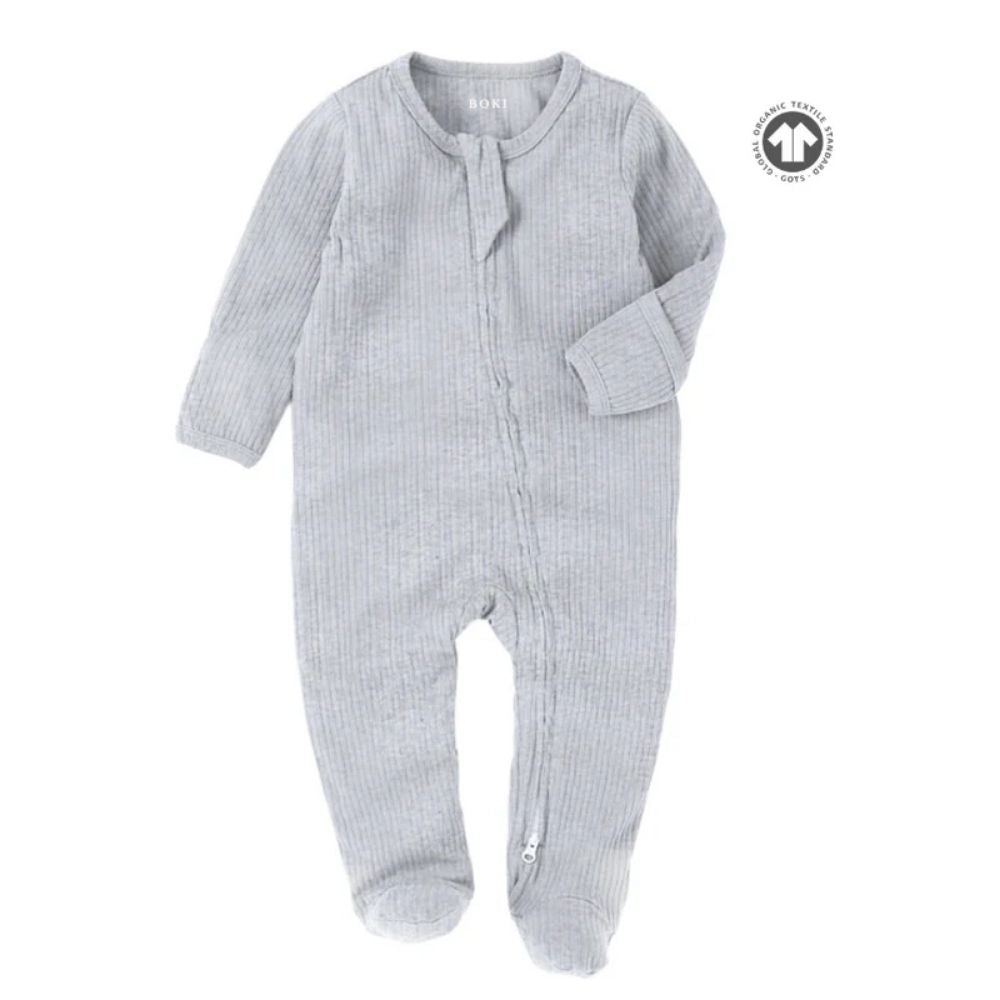 Boki Organic Rib Zipsuit with Footies & Mittens