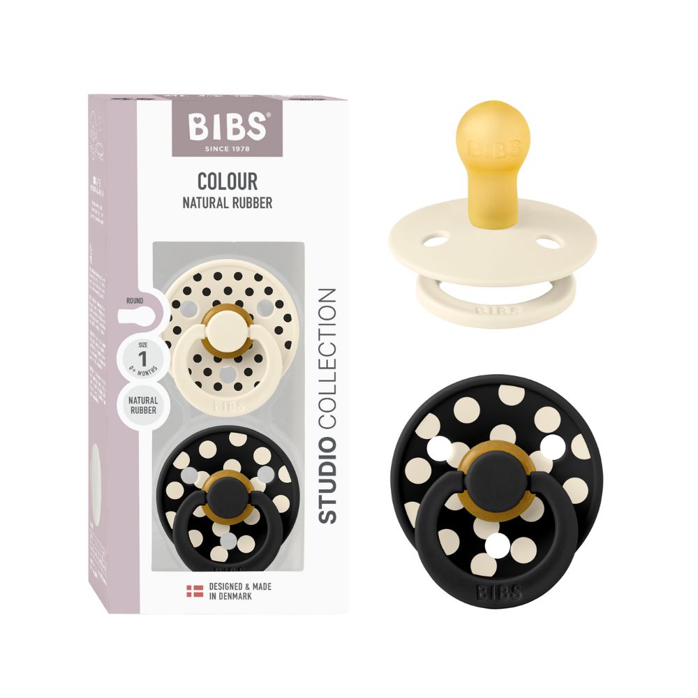BIBS 2-Pack Latex Colour Polka Pacifiers