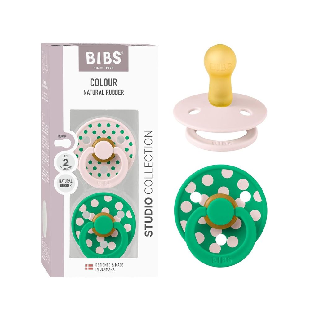 BIBS 2-Pack Latex Colour Polka Pacifiers