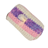 Pink, Purple & Beige Crocheted Baby Blanket