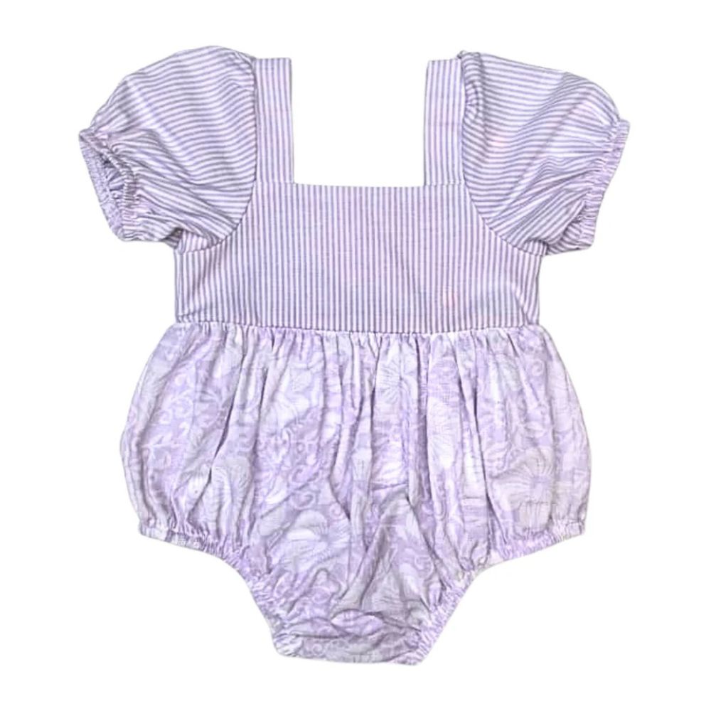 Just Chillin' Lilac Stripe & Floral Romper