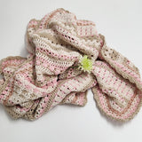 Pink, White & Beige Crocheted Blanket