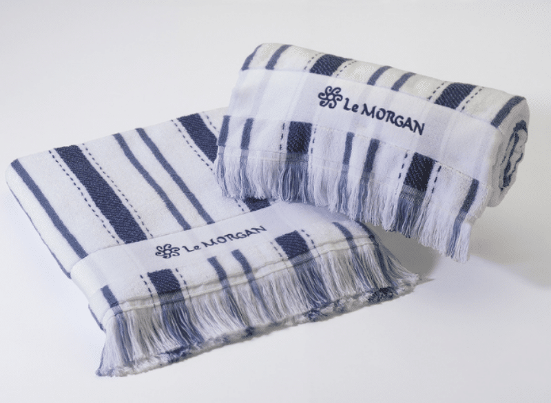 2Pc Blue & White Towels - Image 1