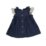 Meerkat Denim Dress with Embroidery Short Sleeve