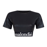 Malondie Black Glitter Crop Top