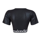 Malondie Black Glitter Crop Top