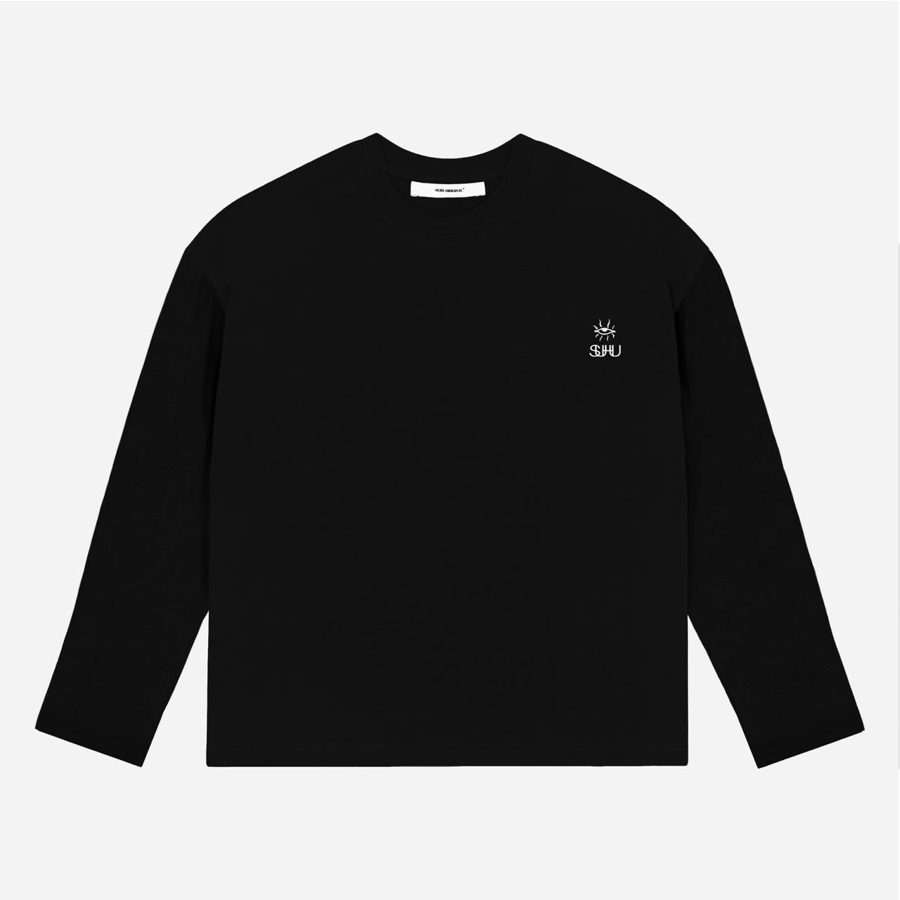 SUHU EYE LOGO LONG SLEEVE T-SHIRT, BLACK