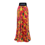 Malondie Pleated Fruits Maxi Skirt (Yellow)