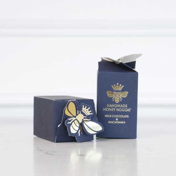 Milk Chocolate & Macadamia Navy Blue Honey Bee
