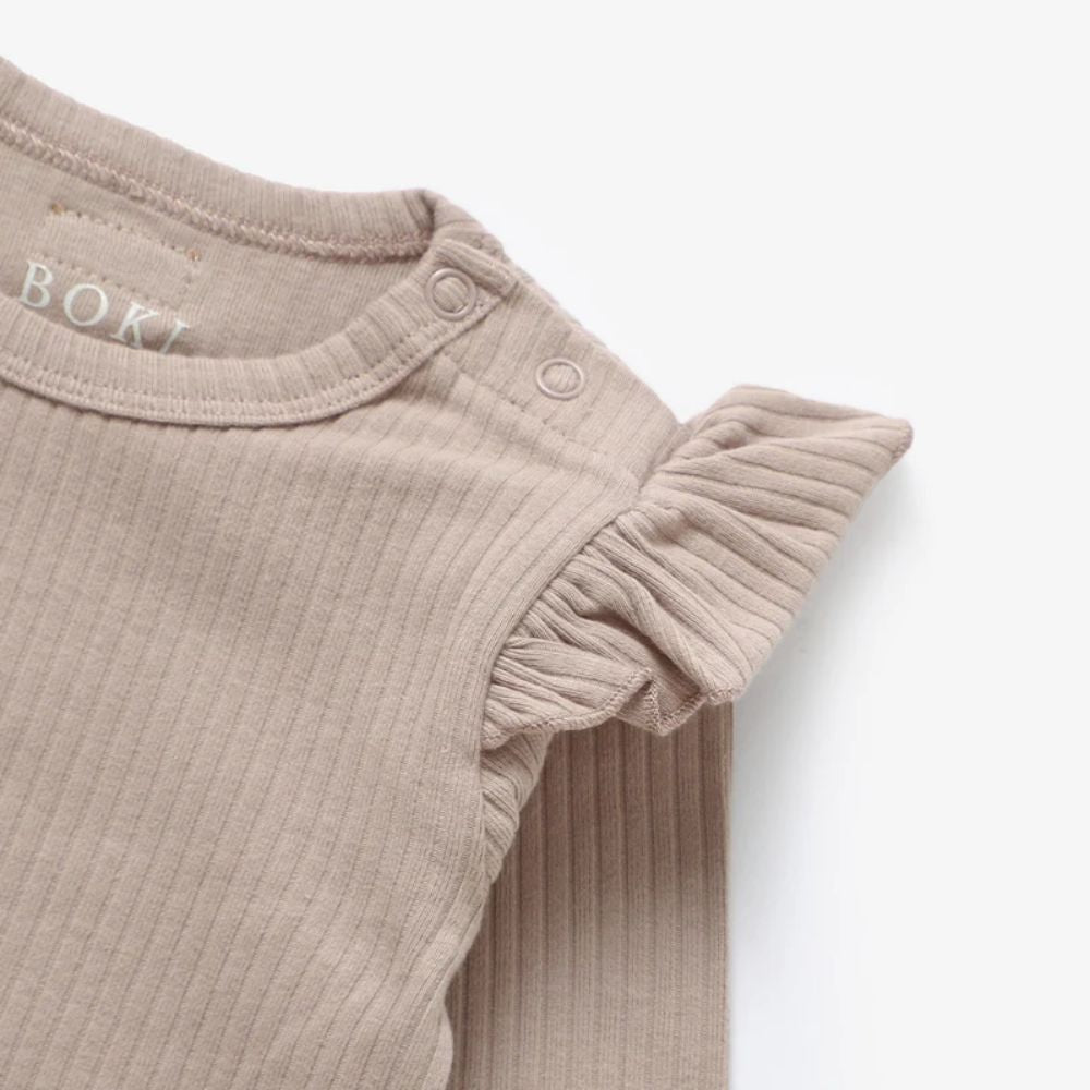 Boki Frilled Organic Rib Long Sleeve Set