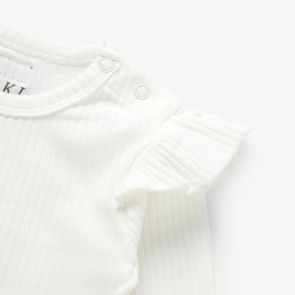 Boki Frilled Organic Rib Long Sleeve Set