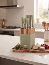 8pc Knife Block Set - Green - Image 1
