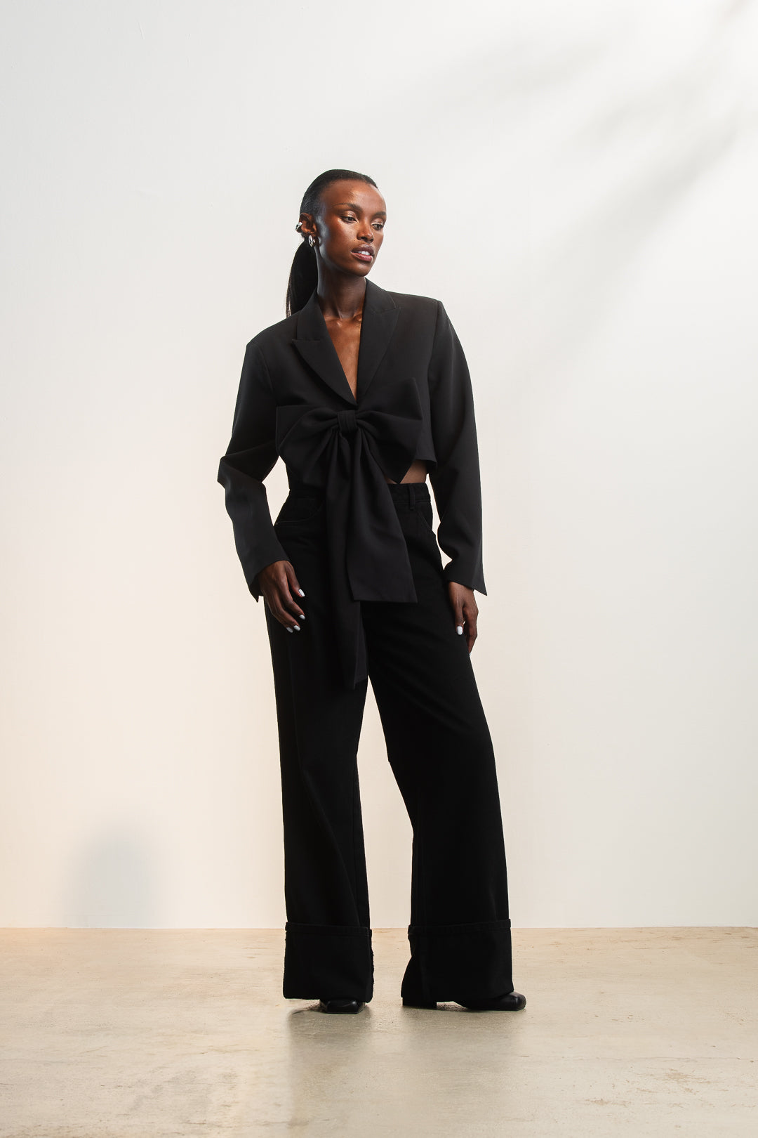 Marcella Cropped Bow Blazer