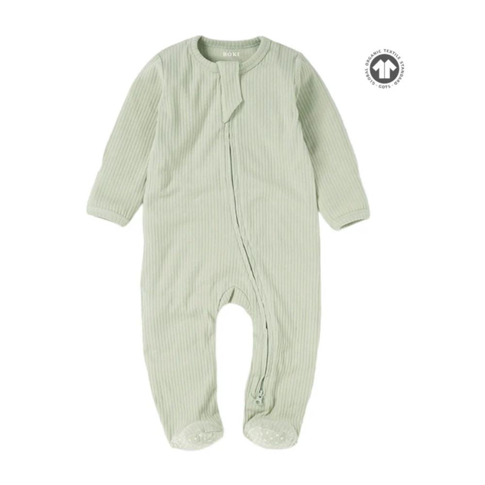 Boki Organic Rib Zipsuit with Footies & Mittens