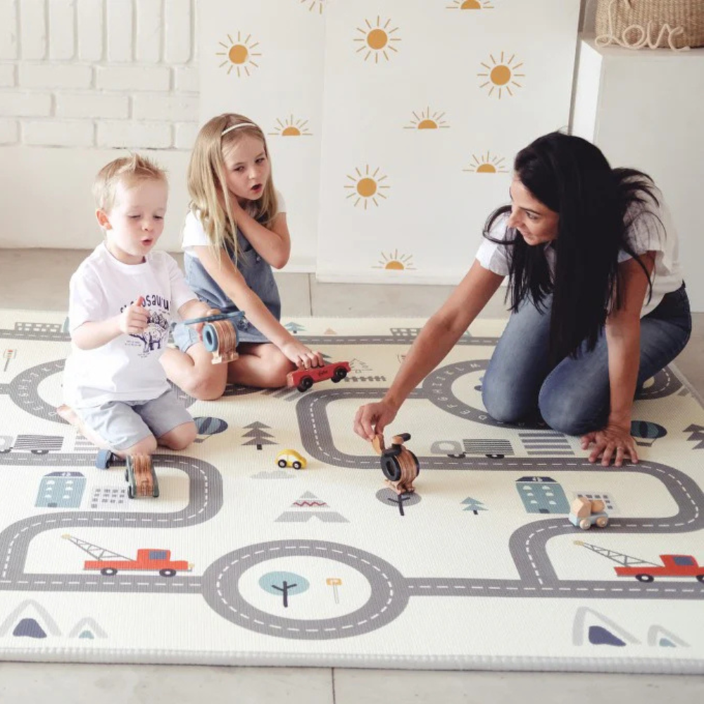 Tayla Jean Grey Brush Stroke & Road Play Mat