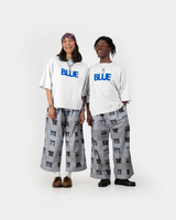 Blue Wide Crop Tee - White