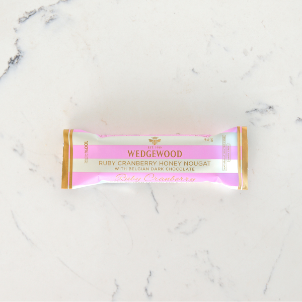 Dark Belgian Chocolate & Ruby Cranberry Handmade Honey Nougat Bar 40g (Next Day Delivery Product)