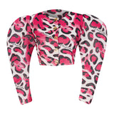 Malondie Pink Safari  Sculpted  Crop Blazer