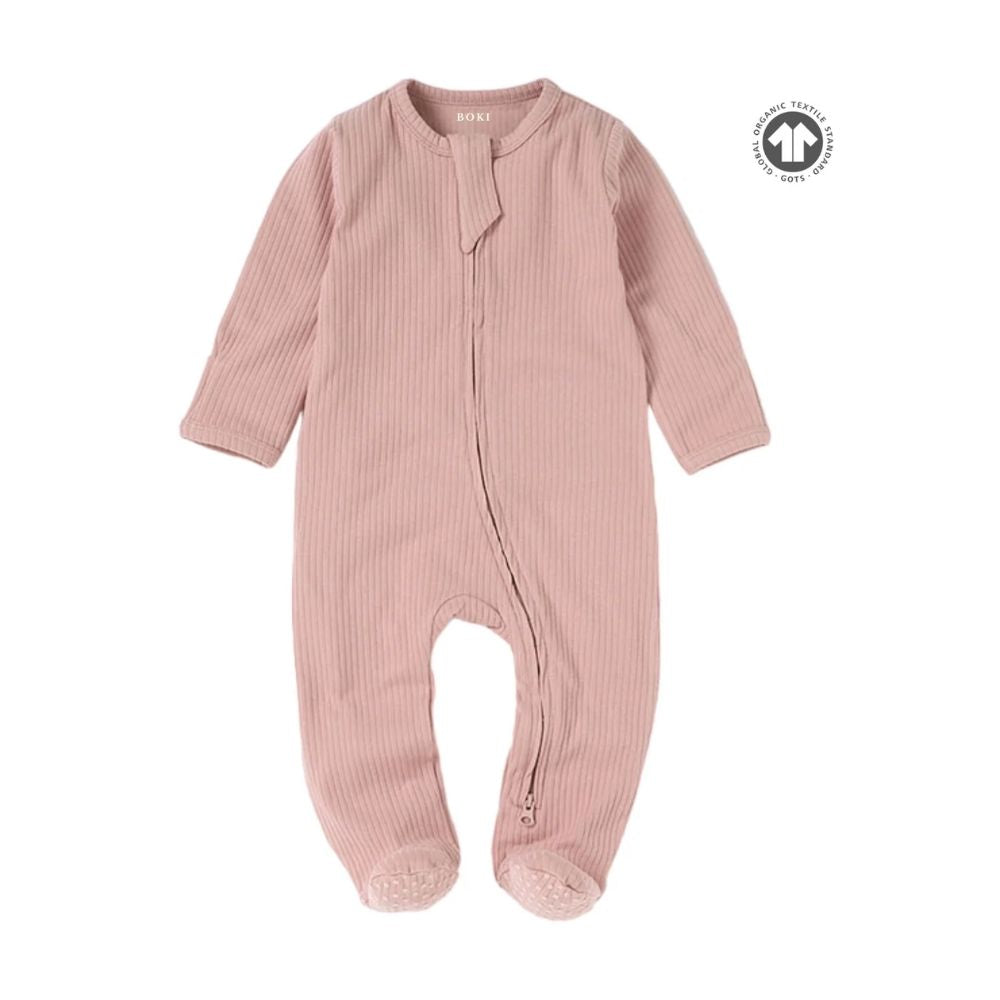Boki Organic Rib Zipsuit with Footies & Mittens