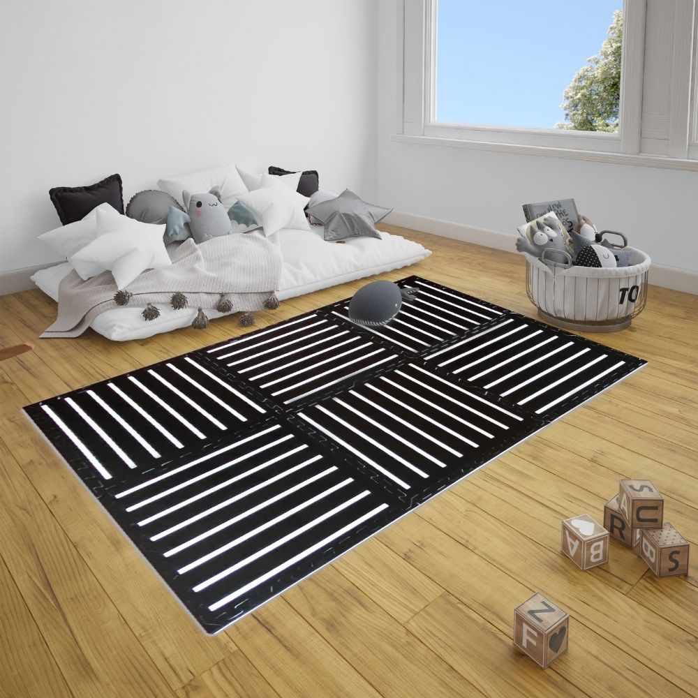Tayla Jean Black & White Stripe Tile Play Mat
