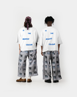 Blue Wide Crop Tee - White