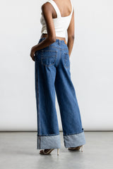 Maya Wide Leg Denim _ 169084 _ Dark Blue