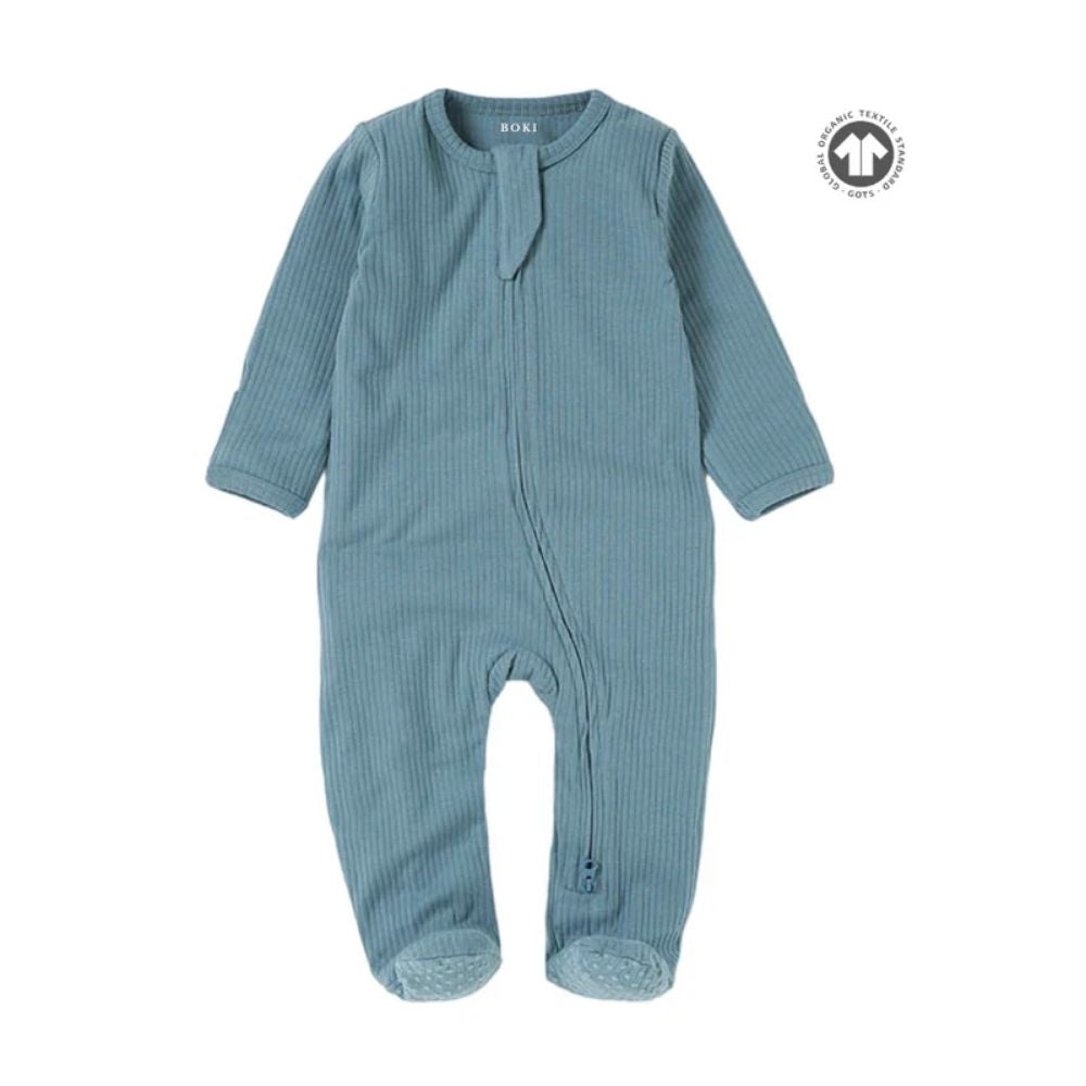 Boki Organic Rib Zipsuit with Footies & Mittens