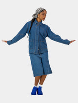 Engineered Denim Jacket (extra length) - Washed Indigo