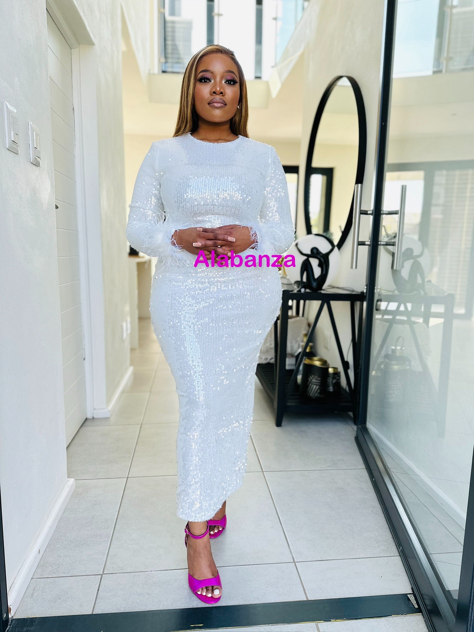 Snowee White Metallic Dress