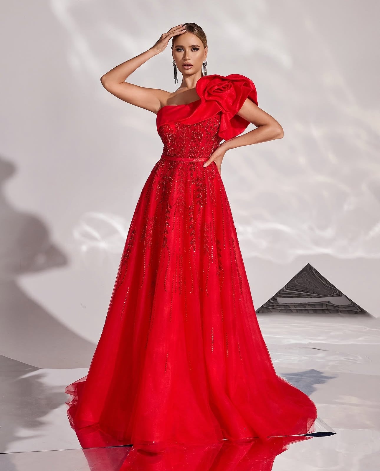 Crimson Rose Red Dress Rental (50 % is Refundable Deposit)