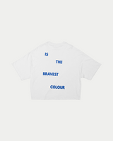 Blue Wide Crop Tee - White