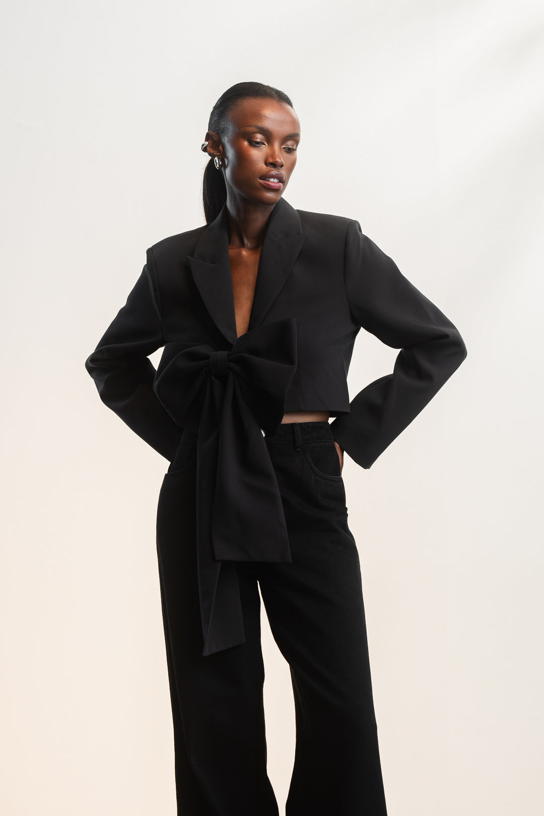 Marcella Cropped Bow Blazer