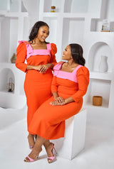 Aliyah Orange and Pink Dress