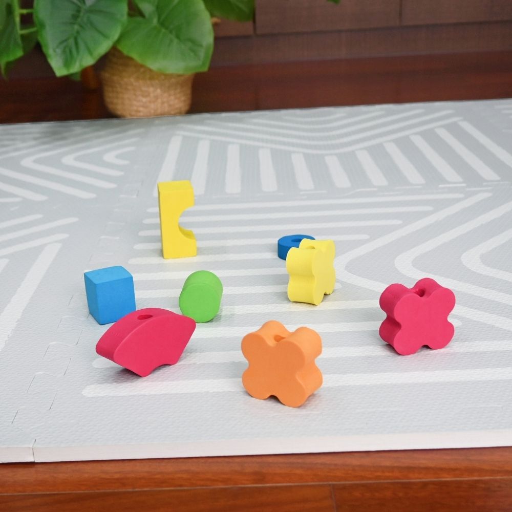 Tayla Jean Light Grey Geometry Tile Play Mat