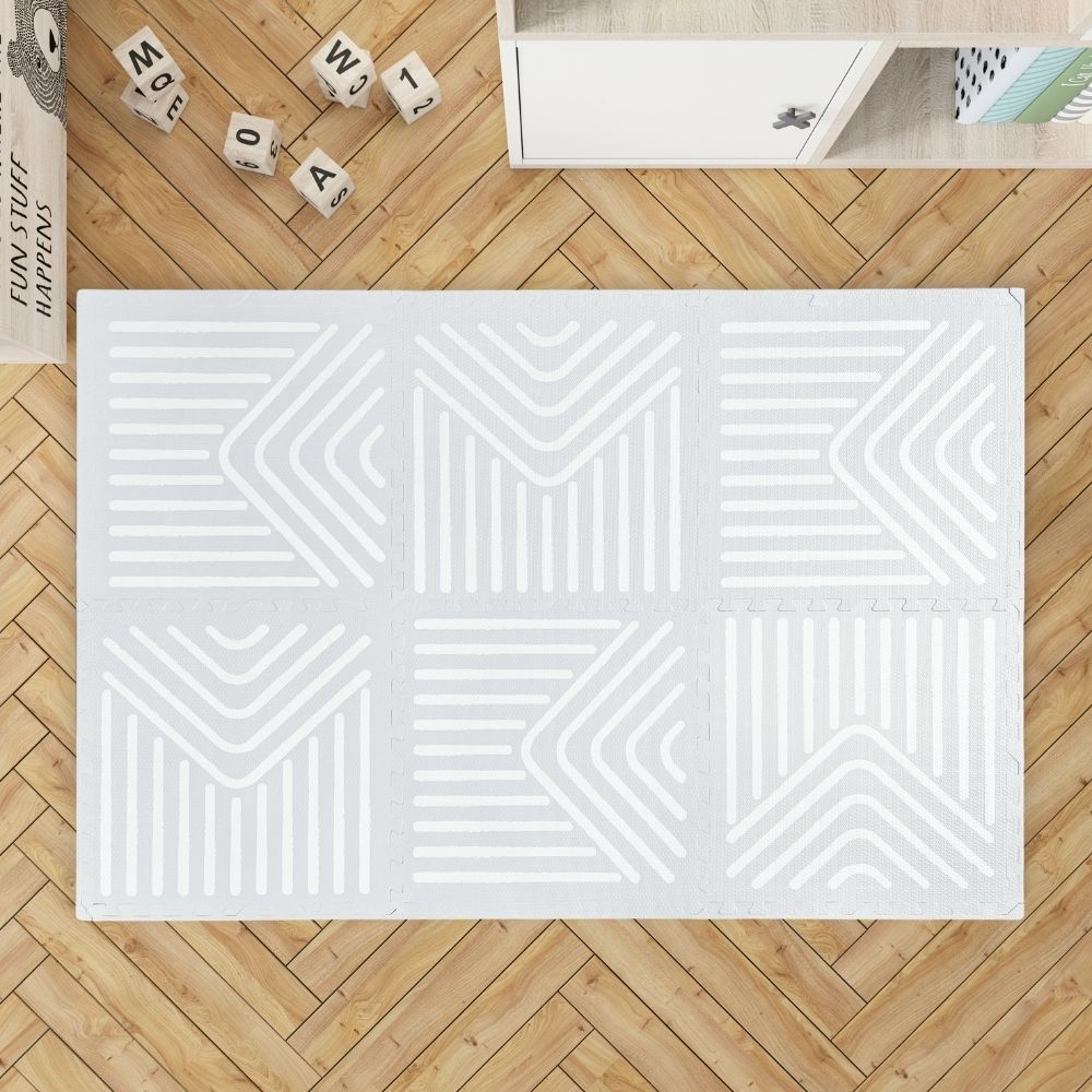 Tayla Jean Light Grey Geometry Tile Play Mat