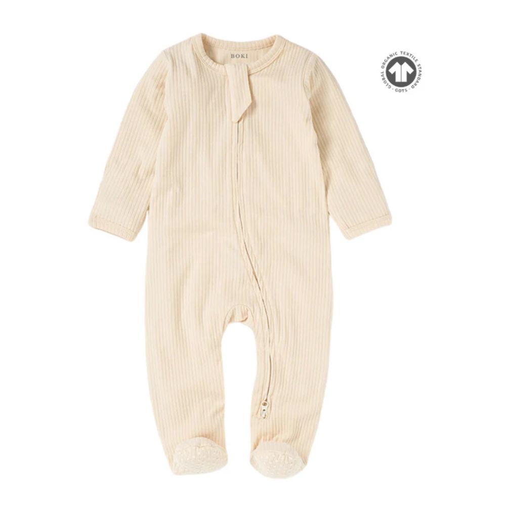 Boki Organic Rib Zipsuit with Footies & Mittens