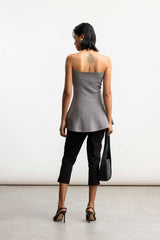 Amari Peplum Knit Boobtube _ 167832 _ Grey
