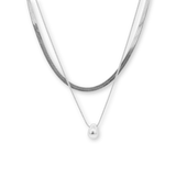 Layered Pendant Necklace Silver