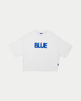 Blue Wide Crop Tee - White