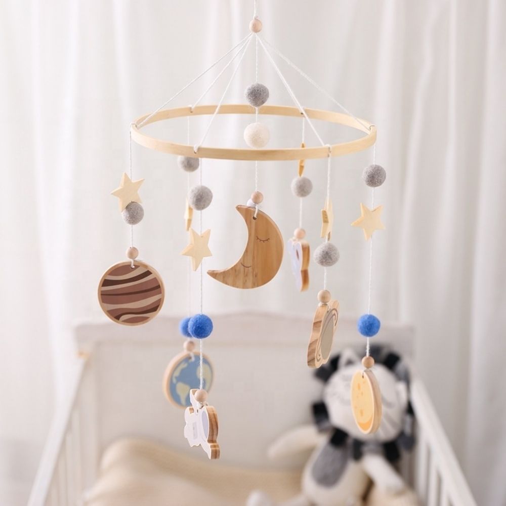 Wooden Space Cot Mobile