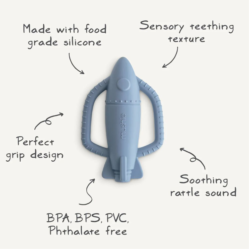Mushie Rocket Rattle Teether