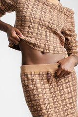 Sonwa Cropped Monogram Knitwear _ 163021 _ Brown