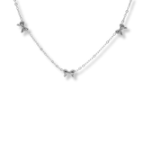 Bow Charm Necklace Silver